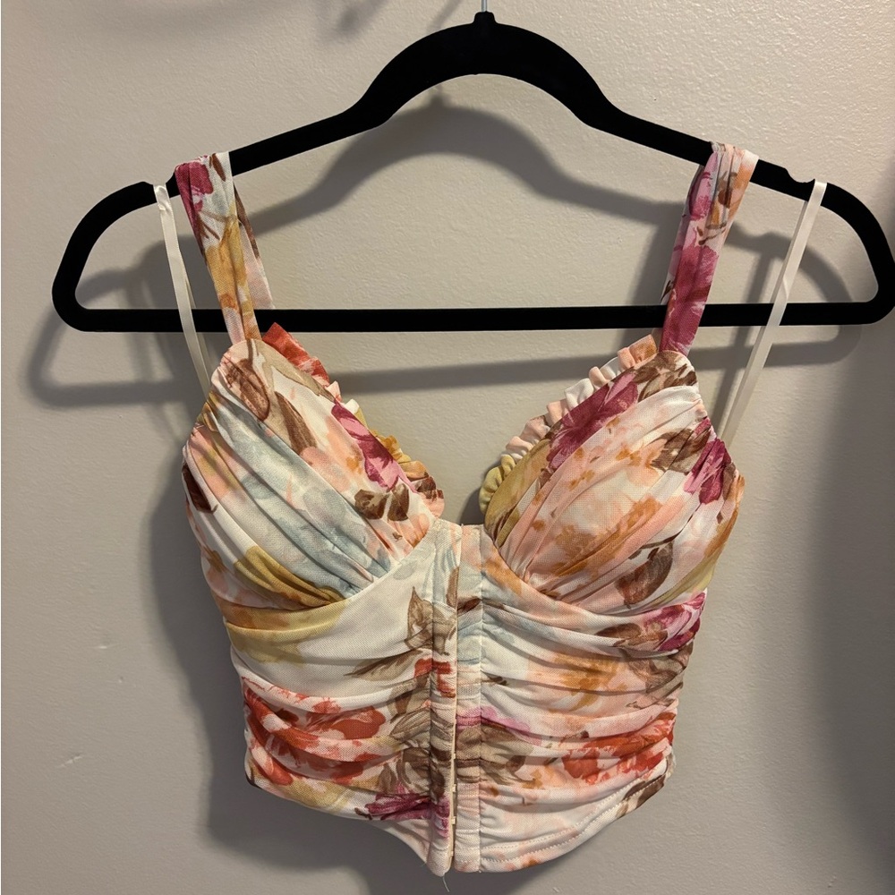 Windsor Floral Ruched Corset Top